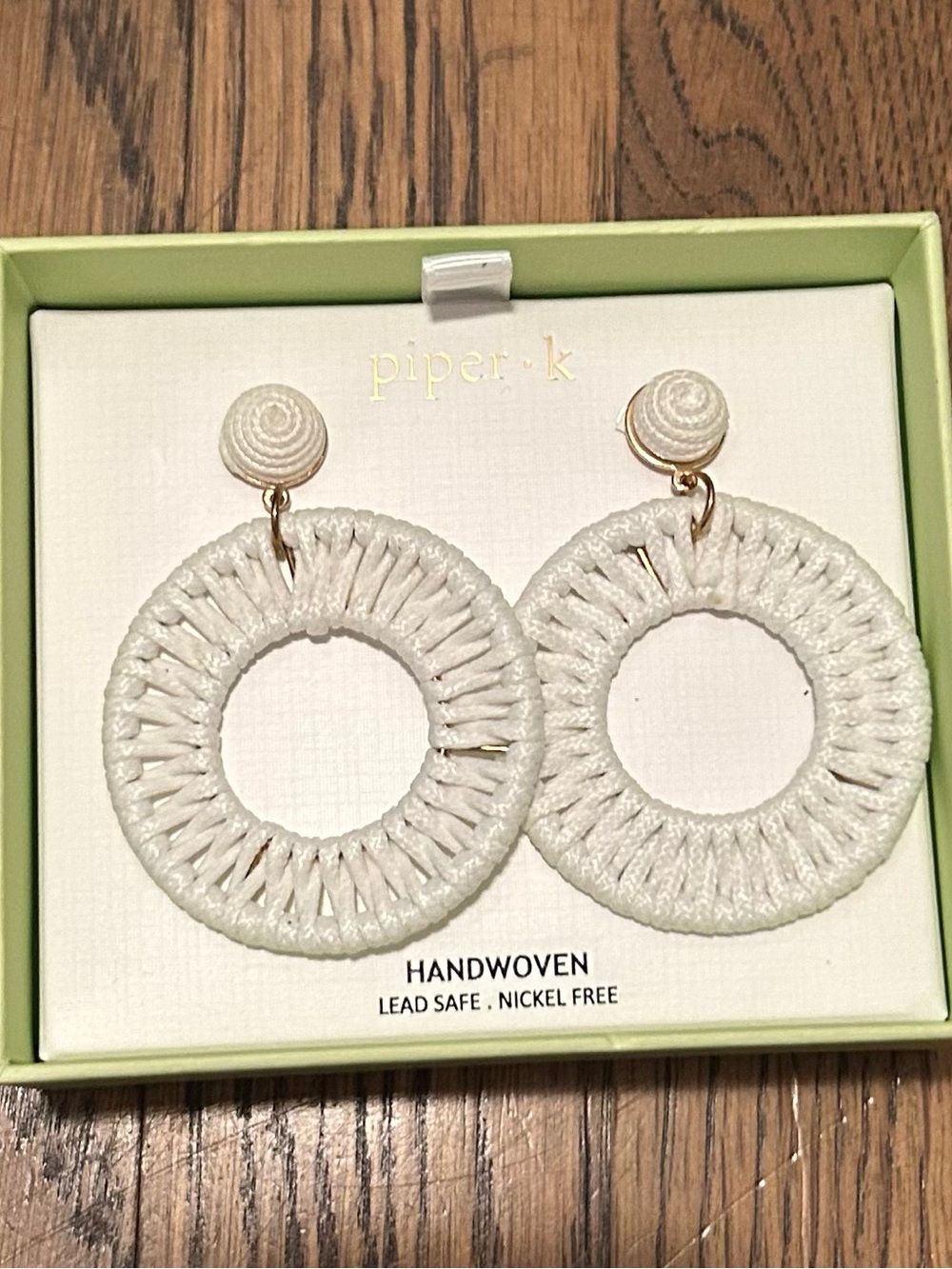 Piper Cream Handwoven Open Circle Drop Earrings